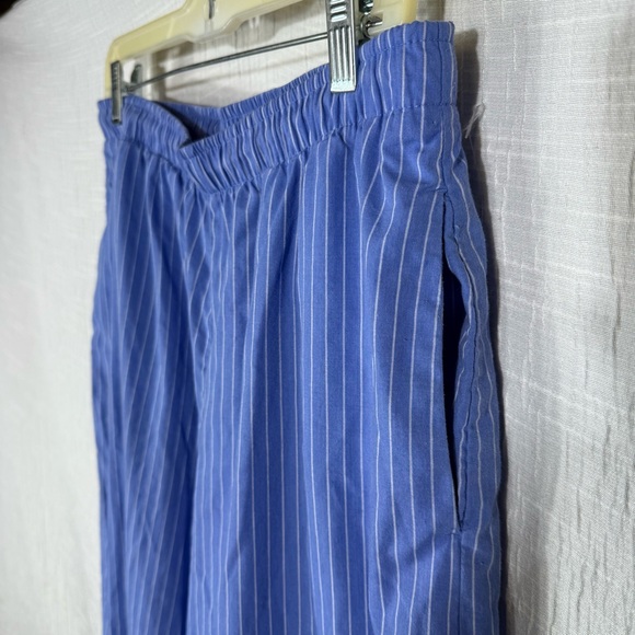 Abercrombie & Fitch Poplin Wide Leg Pull-On Pants Blue Stripe Size Medium - Picture 7 of 12